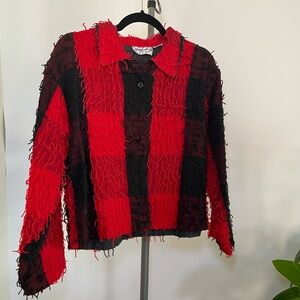 Vintage Red and Black Textured Jacket